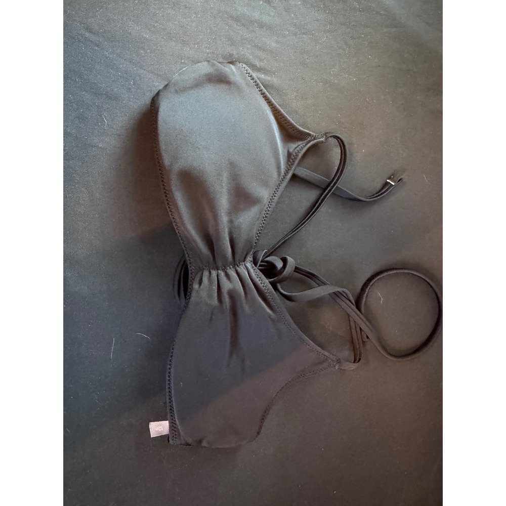 Aerie Black Multi-Way Tie Bikini Top XS Solid Minimalist Swimwear